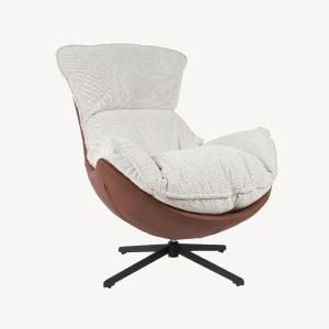 Sillón Hans giratorio 360º tapizado color terracota y beige. 102*102*87 cm