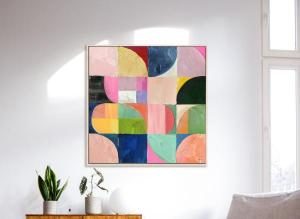 Cuadro al óleo con marco madera. 120*120 cm