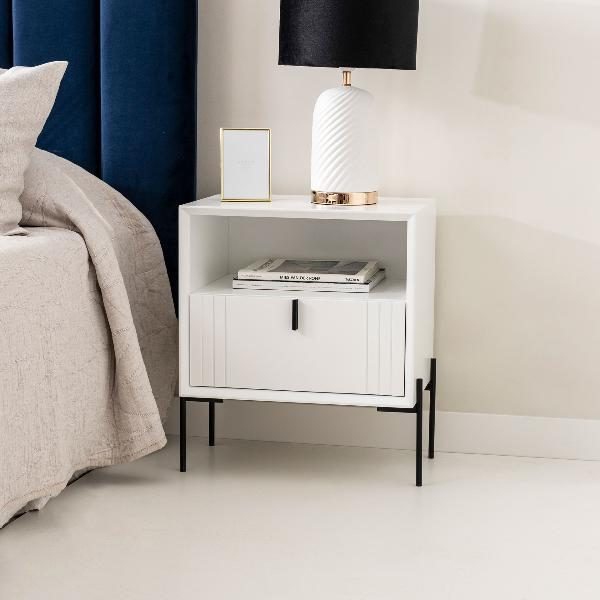 MESITA MILAN LACADA CON HUECO + CAJON. GUIA FRENO. 48*33.5 CM