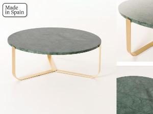 Mesa de centro redonda con base metal y tapa mármol