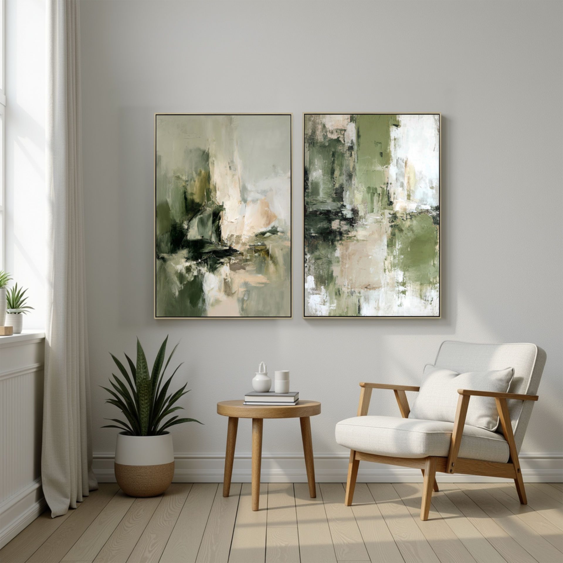 Set 2 cuadros oleo 60*90*3.5cm, marco madera