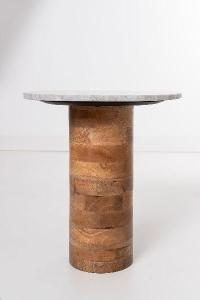 Mesa auxiliar base mango y tapa marmól