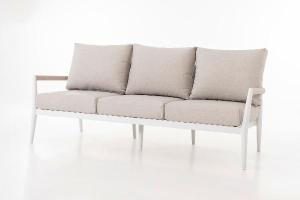 Set de terraza Formentor. Extructura aluminio blanco y asiento beige