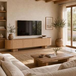 Pompeya TV cabinet, oak veneer. 221*45*50 cm