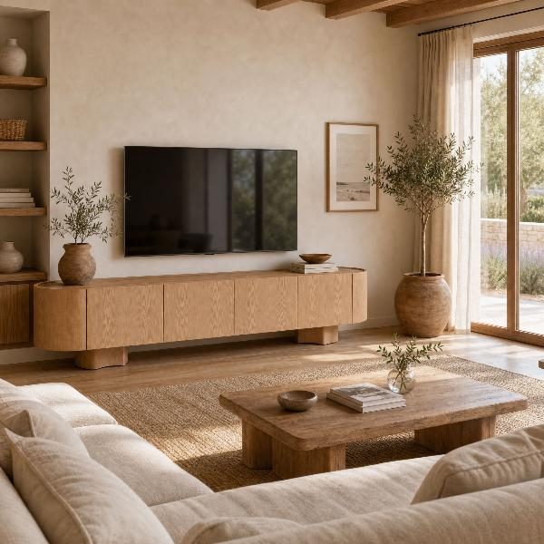 MUEBLE TV POMPEYA. 3 PUERTAS CHAPA ROBLE. 221*45.5*50 CM